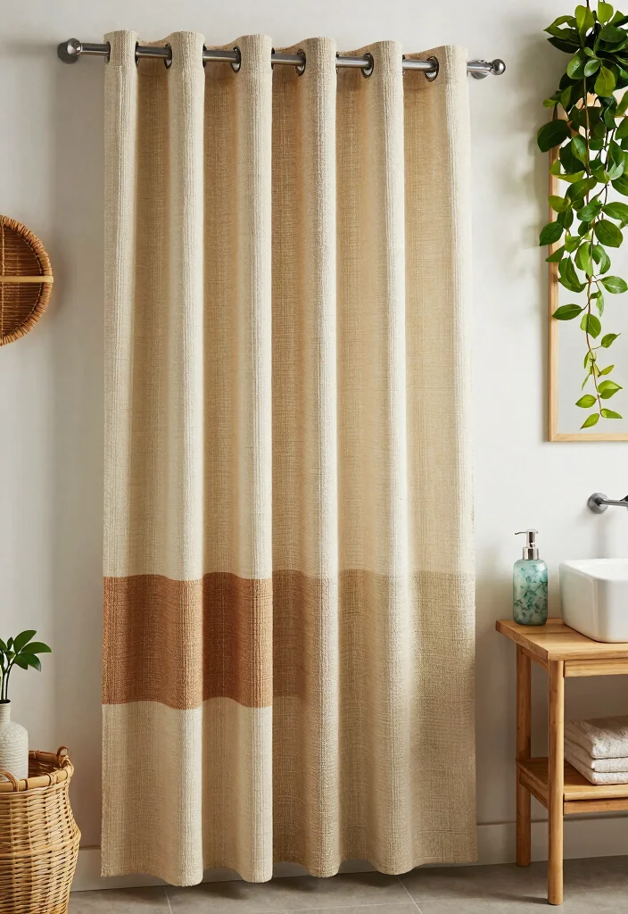 10 Bathroom Window Curtain Ideas for Privacy with Daylight 5. Recycled Material Curtains for Eco conscious Decor 0
