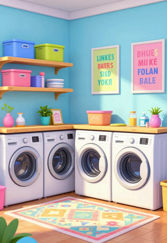 10 Bloxburg Laundry Room Ideas for Creative Builds 3. Colorful and Fun Laundry Area 0