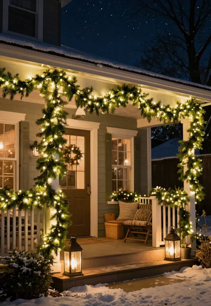 10 Christmas Front Porch Ideas for Festive First Impressions 24 10 Christmas Front Porch Ideas for Festive First Impressions 4. Whimsical Garland and Fairy Lights 0