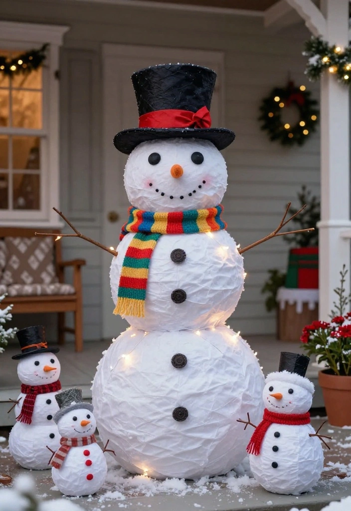 10 Christmas Front Porch Ideas for Festive First Impressions 26 10 Christmas Front Porch Ideas for Festive First Impressions 6. DIY Snowman Decoration 0