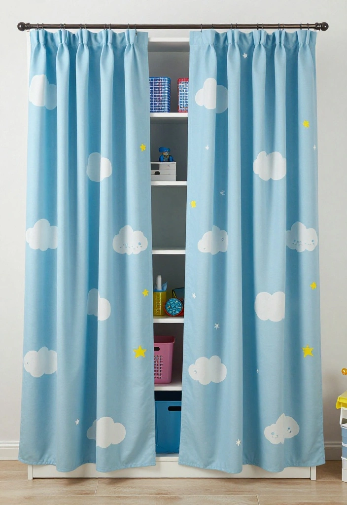 10 Closet Curtain Ideas for Hidden Storage with Soft Texture 9. Canvas Charm 0