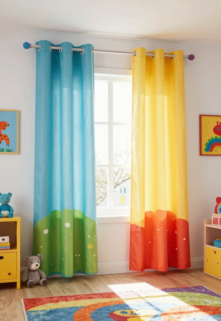 10 Curtain Rod Ideas to Upgrade Windows Without Major Changes 9. Colorful Painted Rods 0