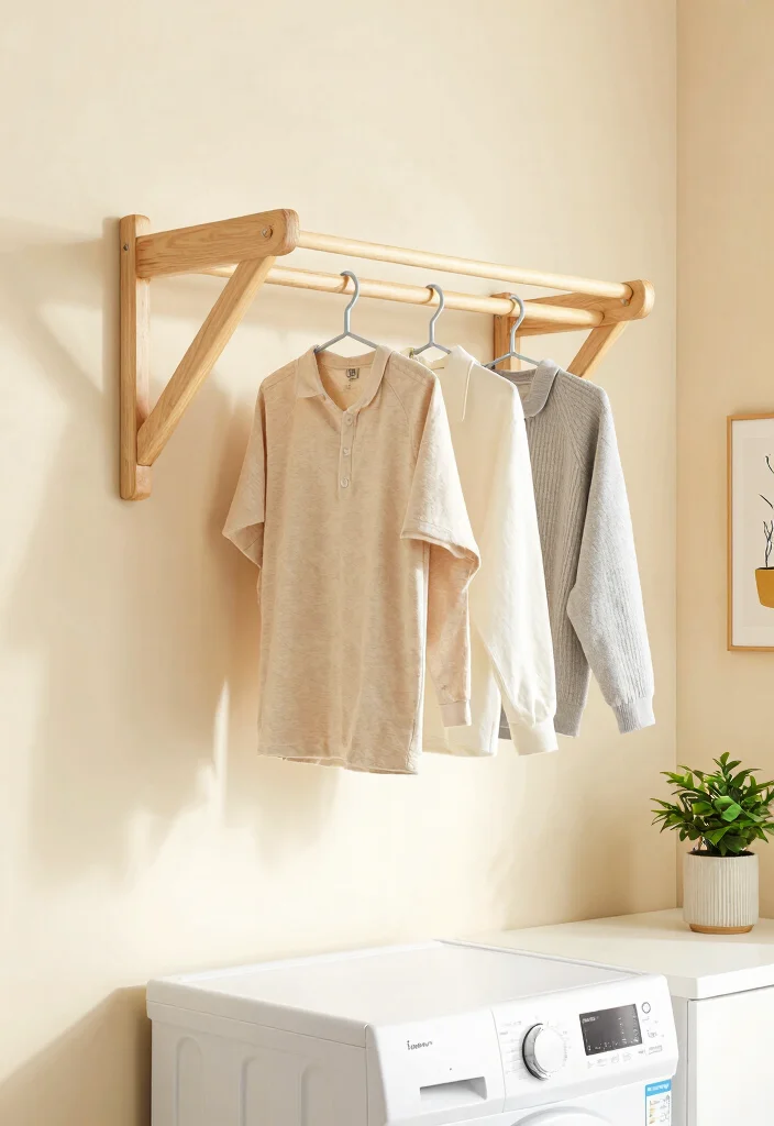 10 DIY Laundry Room Ideas on a Budget 5. Wall Mounted Drying Rack 0