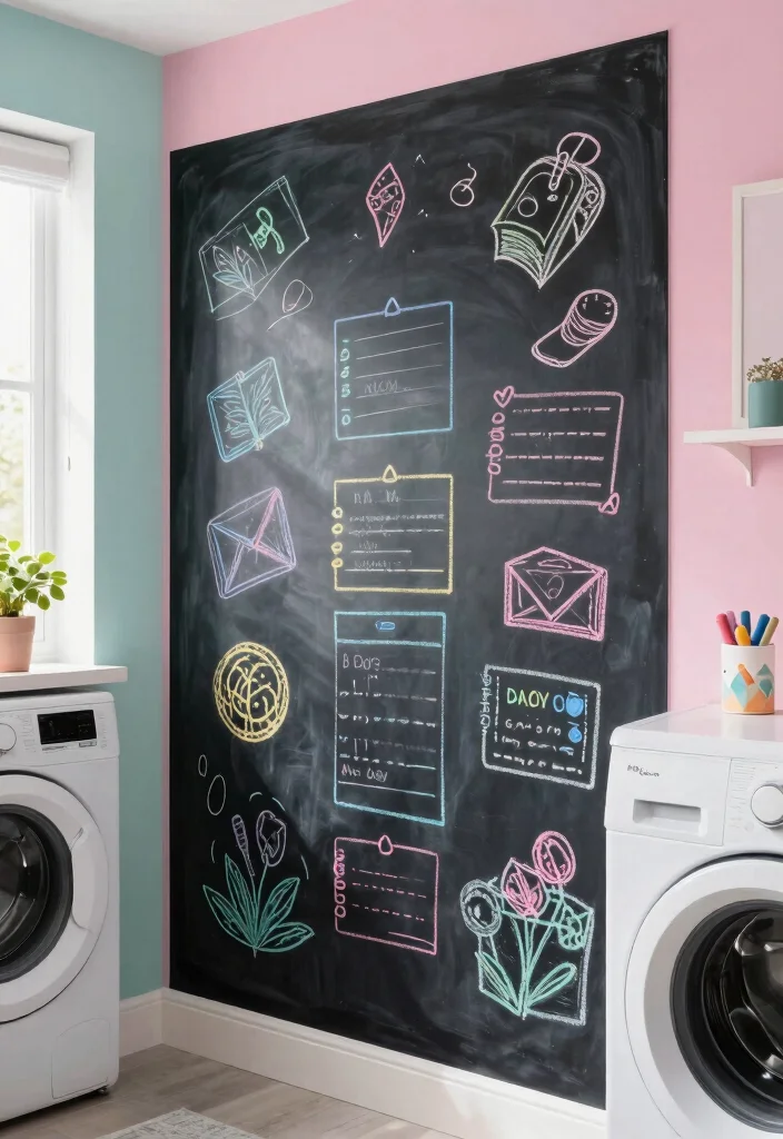 10 DIY Laundry Room Ideas on a Budget 9. Chalkboard Wall for Notes 0