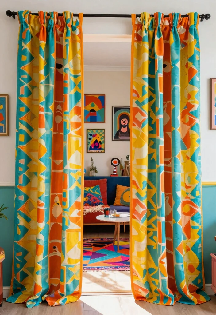 10 Doorway Curtain Ideas to Separate Spaces with Soft Flow 2. Vibrant Patterns 0