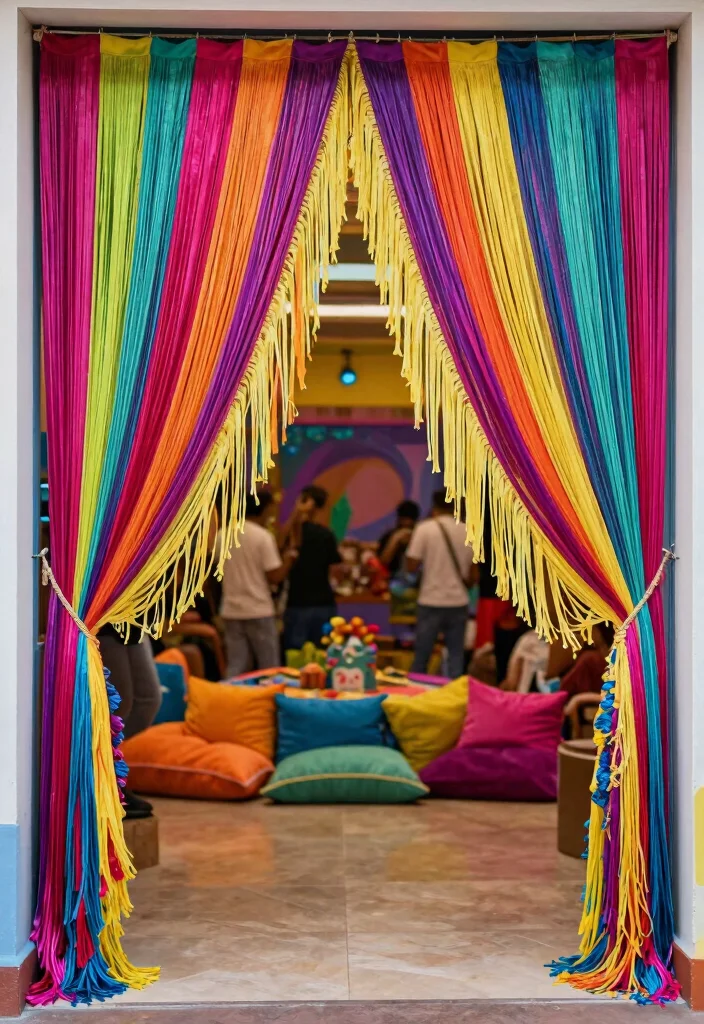 10 Doorway Curtain Ideas to Separate Spaces with Soft Flow 6. Bold Fringe 0