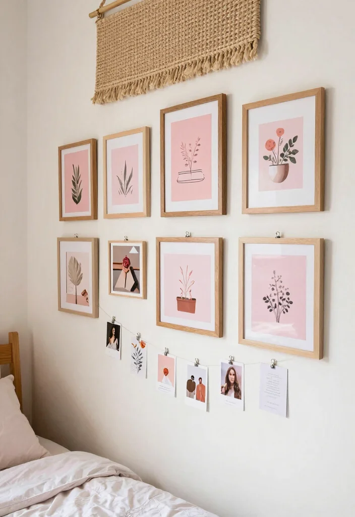 10 Dorm Room Ideas Pink with Soft Warm Touches 4. Personalized Wall Art 0