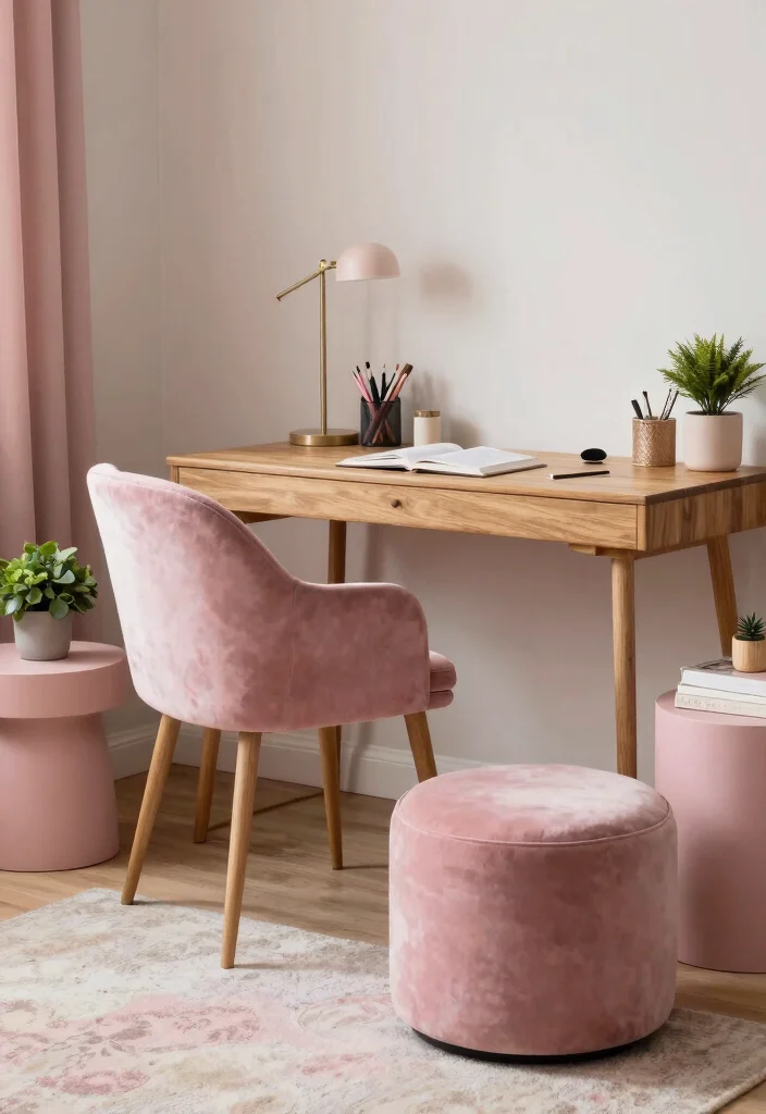 10 Dorm Room Ideas Pink with Soft Warm Touches 5. Pink Accent Furniture 0