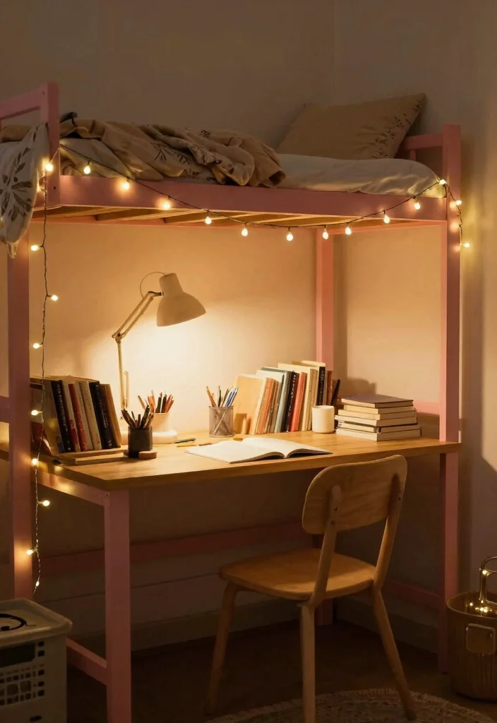 10 Dorm Room Ideas Pink with Soft Warm Touches 6. Warm Lighting Solutions 0