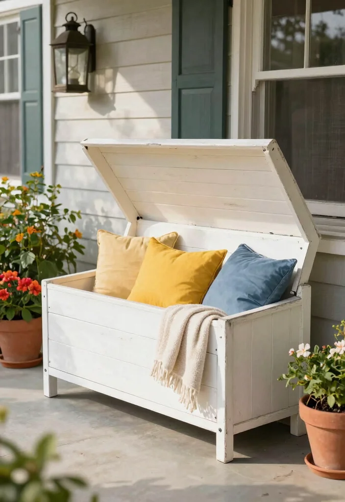 10 Front Porch Bench Ideas for Seating and Storage 1. Classic Storage Bench 0