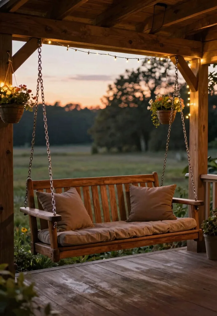 10 Front Porch Bench Ideas for Seating and Storage 4. Swinging Bench 0