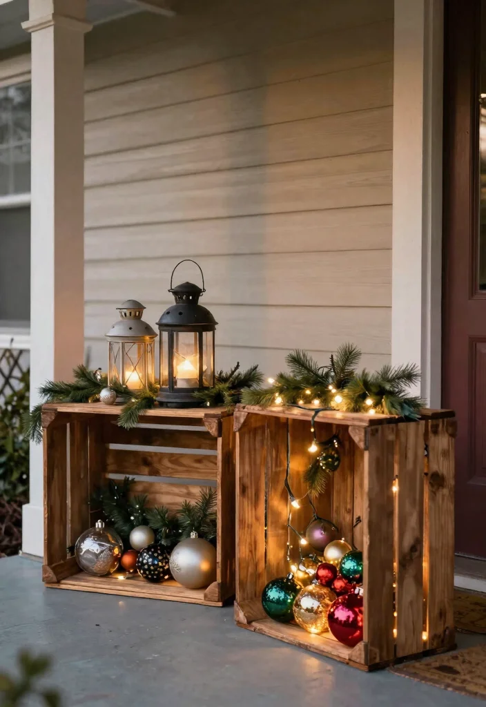 10 Front Porch Christmas Decor Ideas DIY on a Budget 23 10 Front Porch Christmas Decor Ideas DIY on a Budget 3. Upcycled Wooden Crates 0