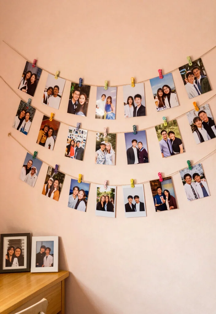 10 Girly Dorm Room Ideas with Soft Feminine Style 7. Personal Touches with Photos 0