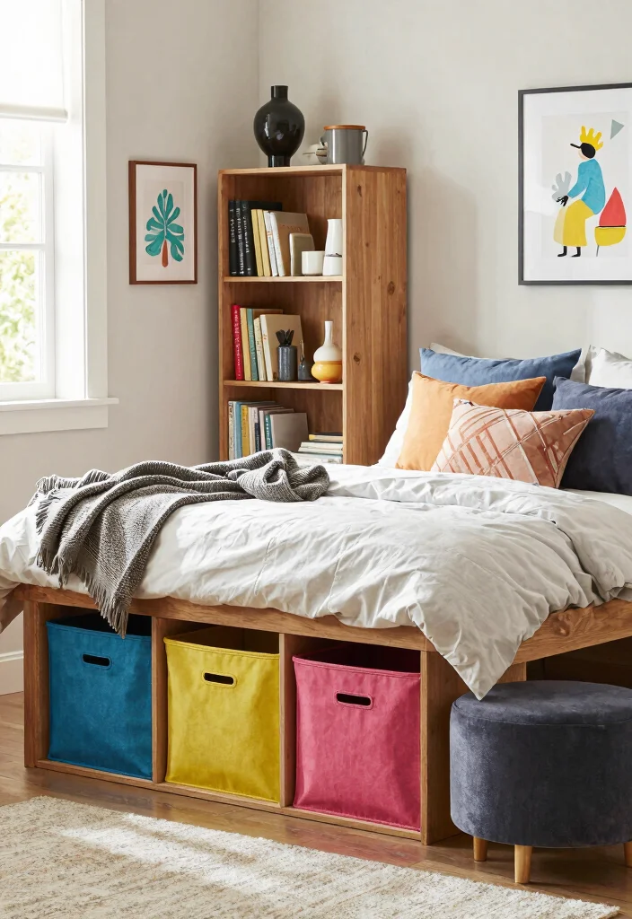 10 Girly Dorm Room Ideas with Soft Feminine Style 8. Functional and Cute Storage 0