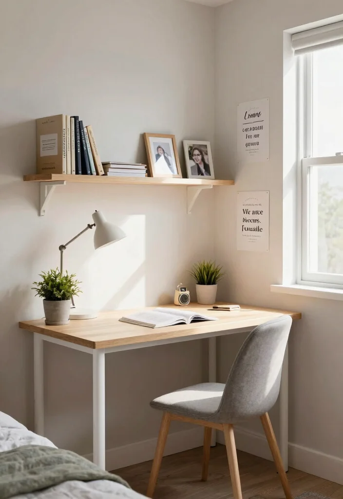 10 Guys Dorm Room Ideas That Feel Clean and Comfortable 4. Create a Study Nook 0