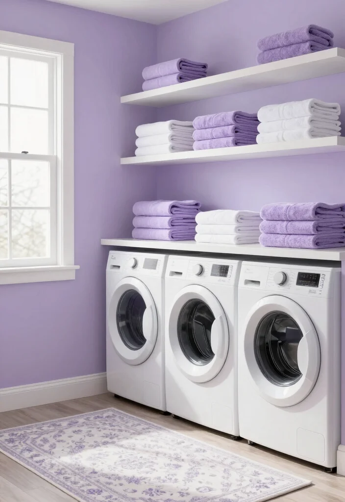 10 Laundry Room Color Ideas to Brighten Small Rooms 10. Elegant Lavender 0