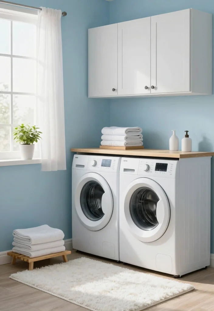 10 Laundry Room Color Ideas to Brighten Small Rooms 2. Soft Sky Blue 0