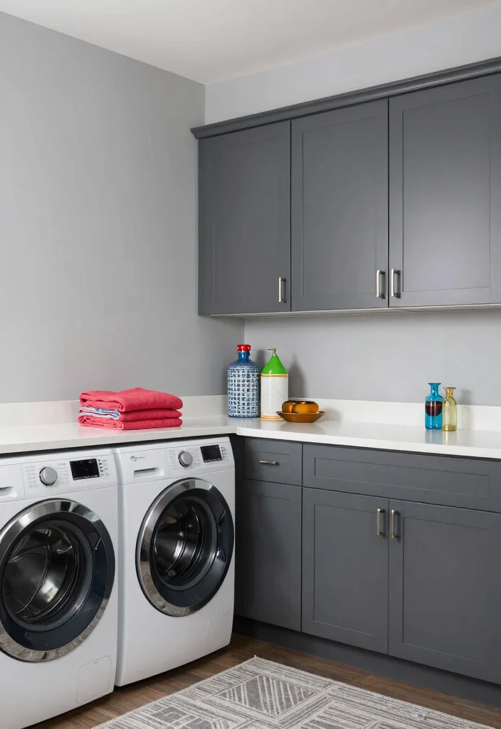 10 Laundry Room Color Ideas to Brighten Small Rooms 6. Timeless Gray 0