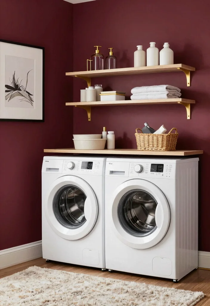 10 Laundry Room Color Ideas to Brighten Small Rooms 7. Rich Burgundy 0