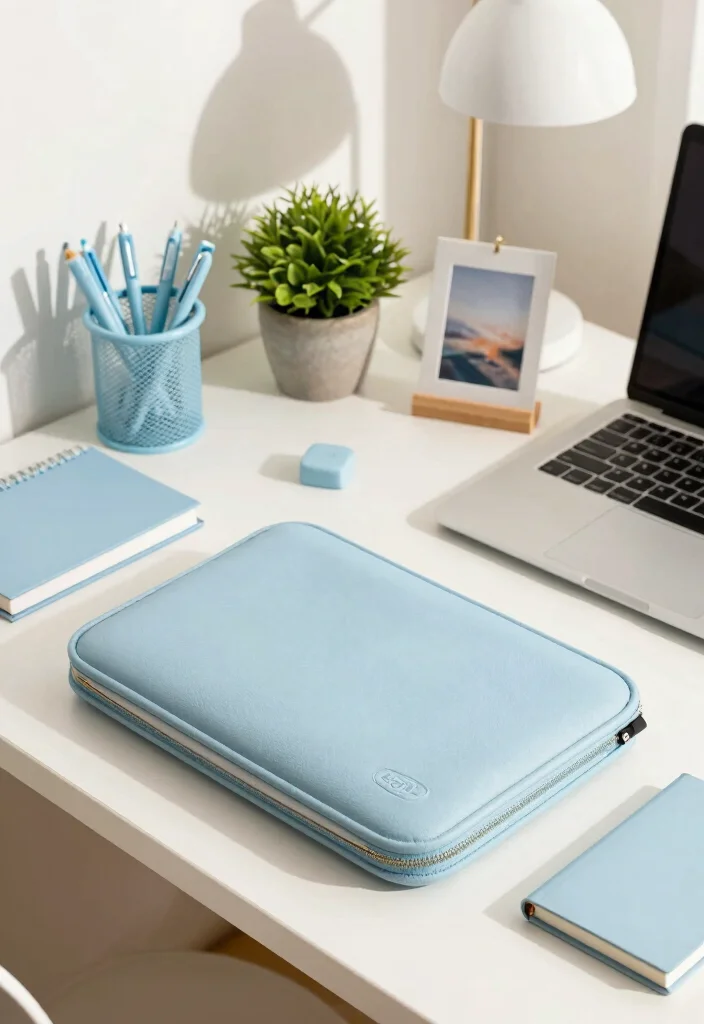 10 Light Blue Dorm Room Ideas for Fresh Calm Spaces 4. Blue Themed Desk Accessories 0
