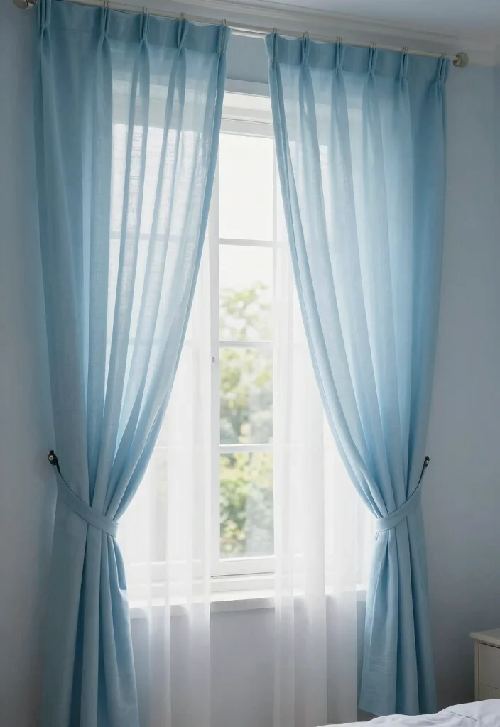 10 Light Blue Dorm Room Ideas for Fresh Calm Spaces 8. Light Blue Curtains 0