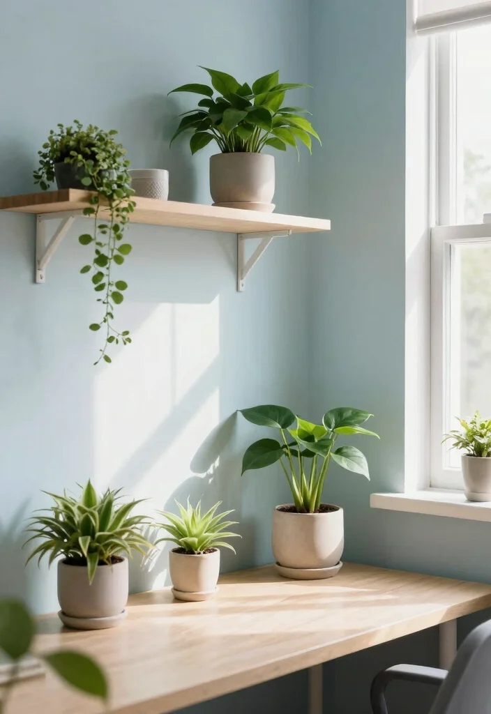 10 Light Blue Dorm Room Ideas for Fresh Calm Spaces 9. Incorporating Plants 0