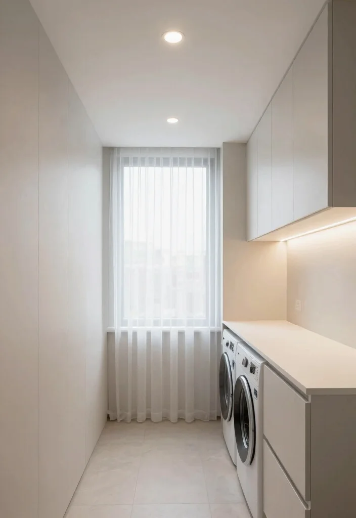 10 Narrow Laundry Room Ideas with Better Flow 4. Smart Lighting Choices 0