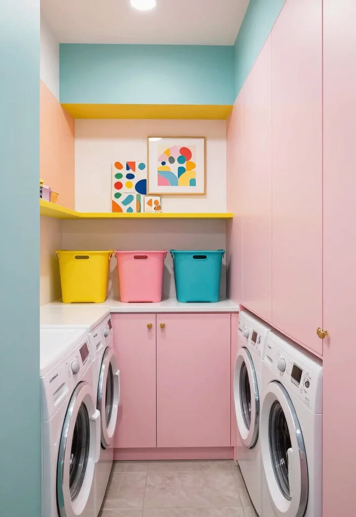 10 Narrow Laundry Room Ideas with Better Flow 5. Color Coordination 0