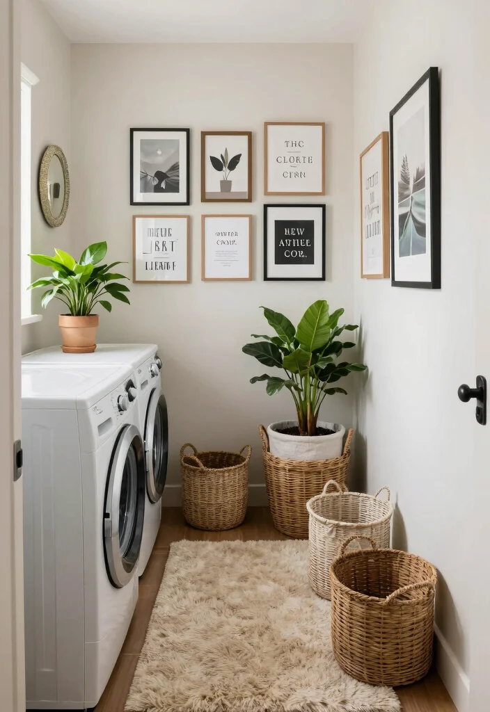 10 Narrow Laundry Room Ideas with Better Flow 7. Stylish Decor Elements 0