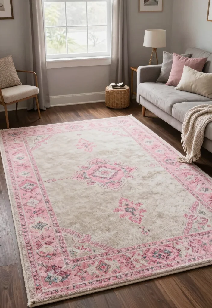 10 Pink Dorm Room Ideas with Soft Cozy Aesthetic 5. Layered Rugs for Texture 0