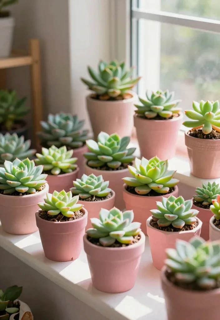 10 Pink Dorm Room Ideas with Soft Cozy Aesthetic 6. Succulent Garden 0