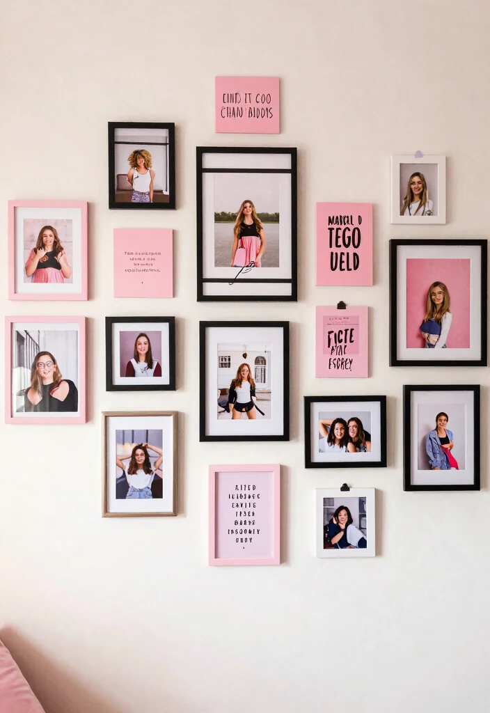10 Pink Dorm Room Ideas with Soft Cozy Aesthetic 8. Personalized Wall Art 0