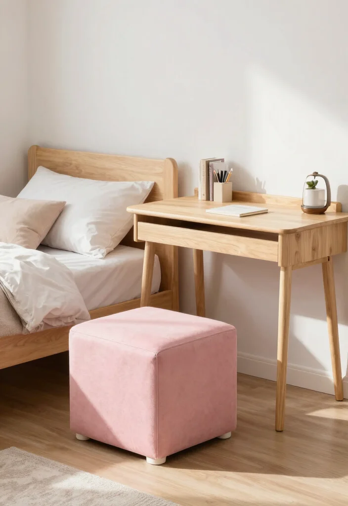 10 Pink Dorm Room Ideas with Soft Cozy Aesthetic 9. Functional Furniture Selection 0