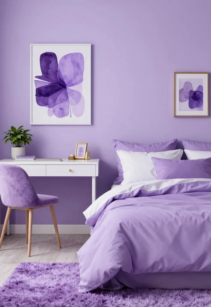 10 Purple Dorm Room Ideas with Dreamy Personality 1. Lavender Dreamland 0