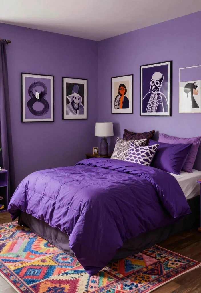 10 Purple Dorm Room Ideas with Dreamy Personality 9. Mix and Match 0