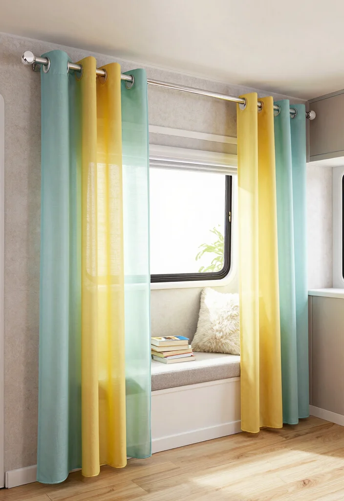 10 RV Curtain Ideas for Privacy Comfort and Easy Style 9. Magnetic Curtain Rods for Easy Installation 0