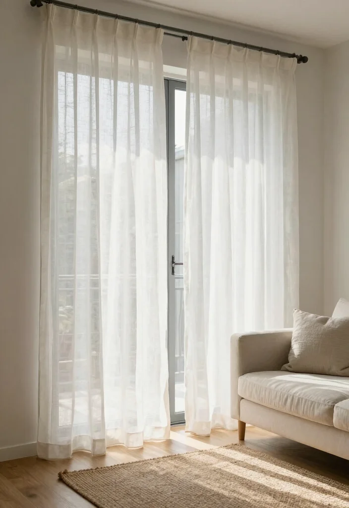 10 Sliding Back Door Curtain Ideas That Feel Light and Functional 2. Sheer Linen Drapes 0