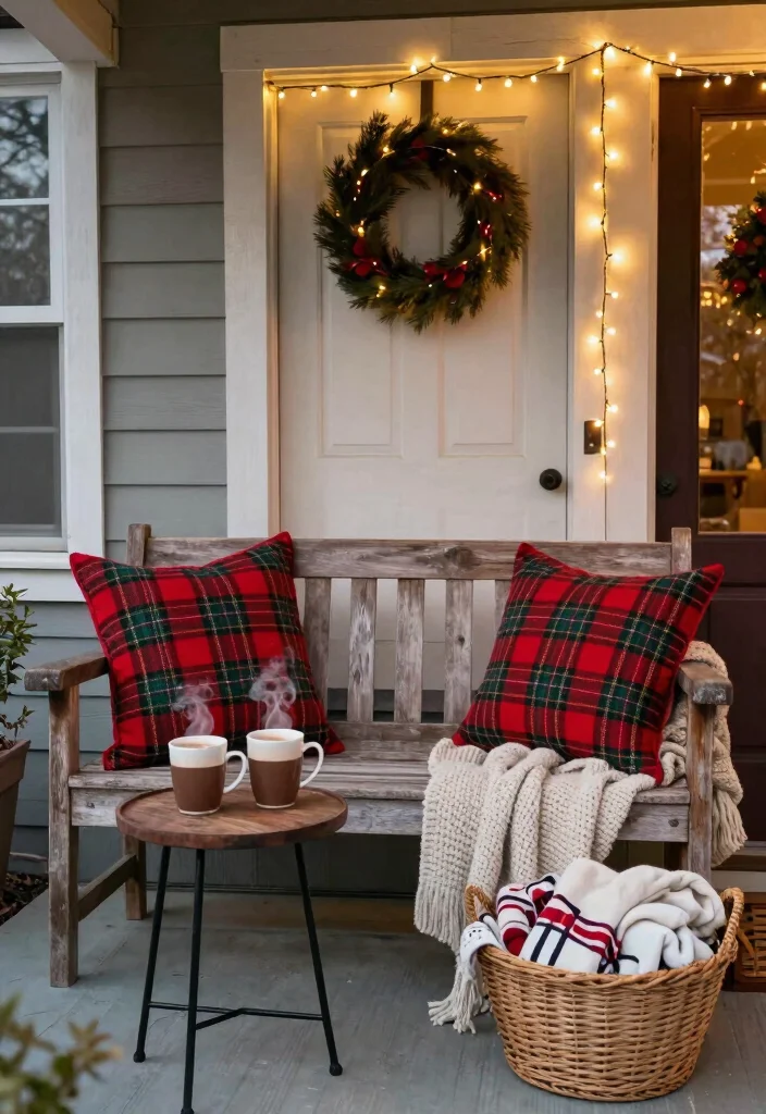 10 Small Front Porch Christmas Decor Ideas That Feel Magical 3. Cozy Seating 0