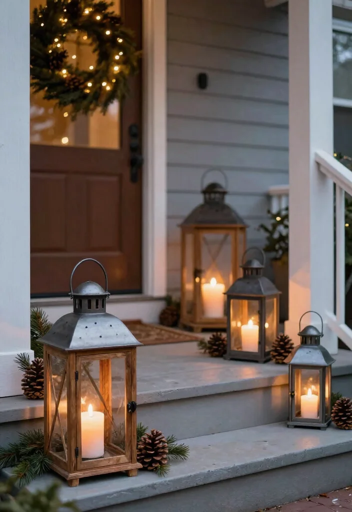 10 Small Front Porch Christmas Decor Ideas That Feel Magical 6. Rustic Lanterns 0