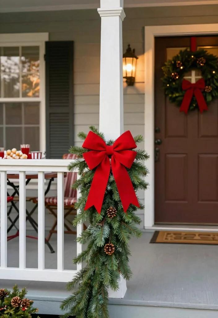 10 Small Front Porch Christmas Decor Ideas That Feel Magical 7. Festive Garland 0