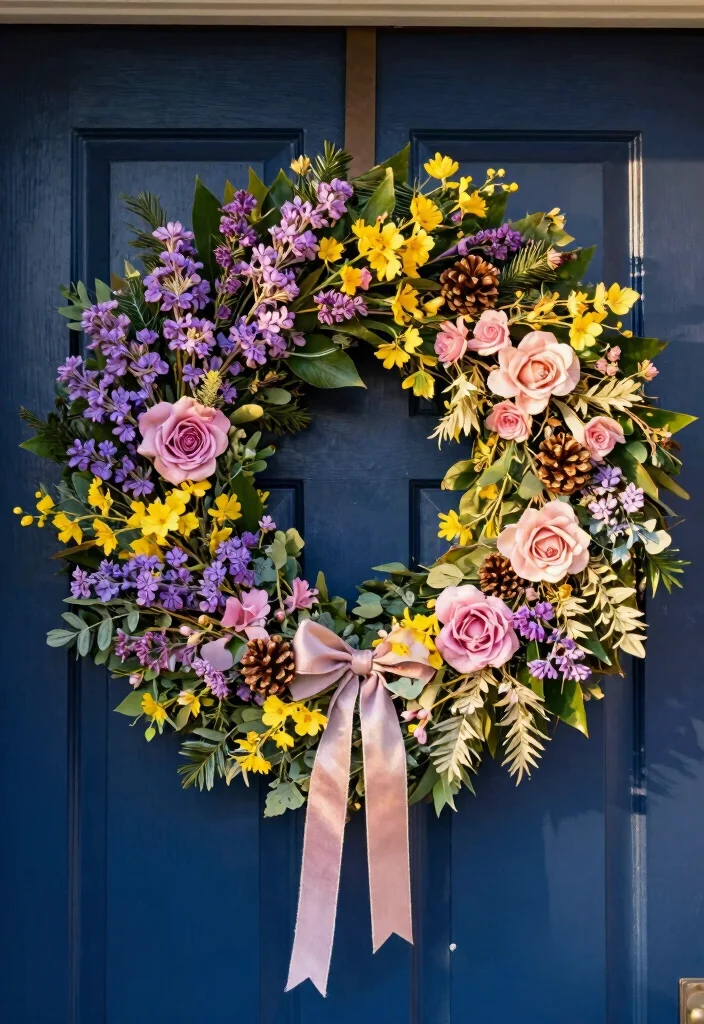 10 Small Front Porch Decorating Ideas with Big Visual Impact 1. Colorful Seasonal Door Wreaths 0