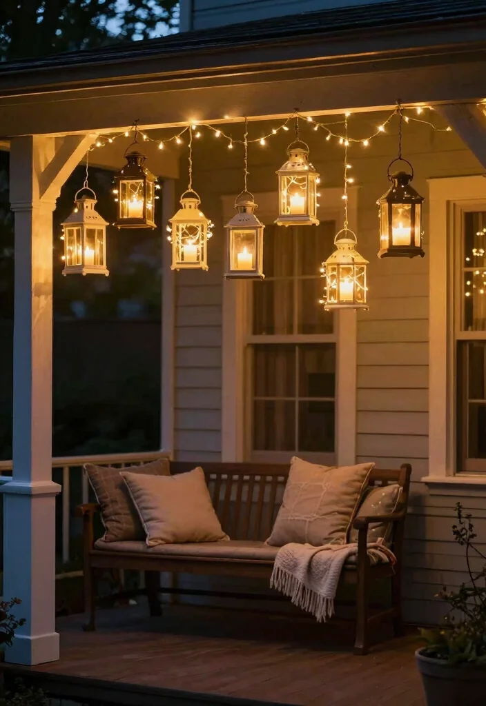 10 Small Front Porch Decorating Ideas with Big Visual Impact 5. Whimsical Lanterns and Lighting 0