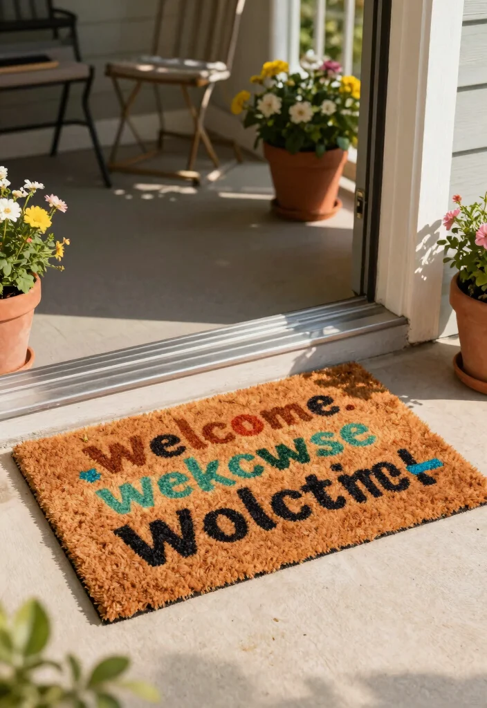 10 Small Front Porch Decorating Ideas with Big Visual Impact 7. Personalized Welcome Mats 0
