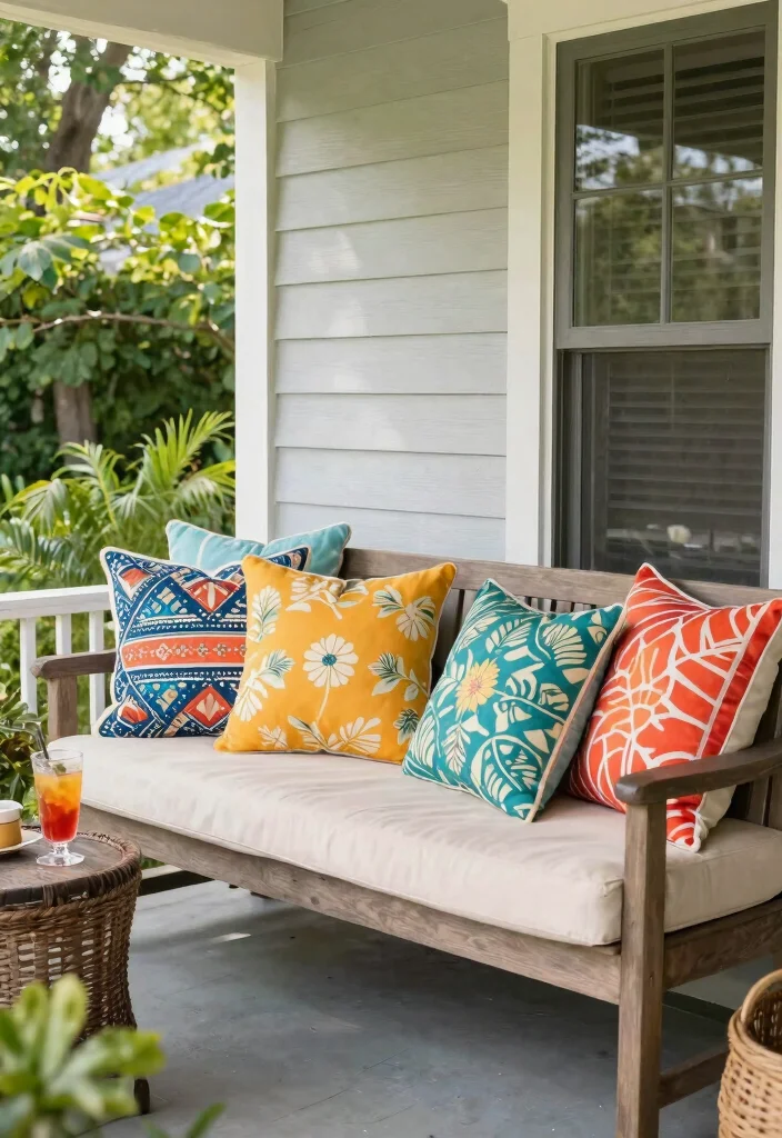 10 Small Front Porch Decorating Ideas with Big Visual Impact 9. Seasonal Throw Pillows 0