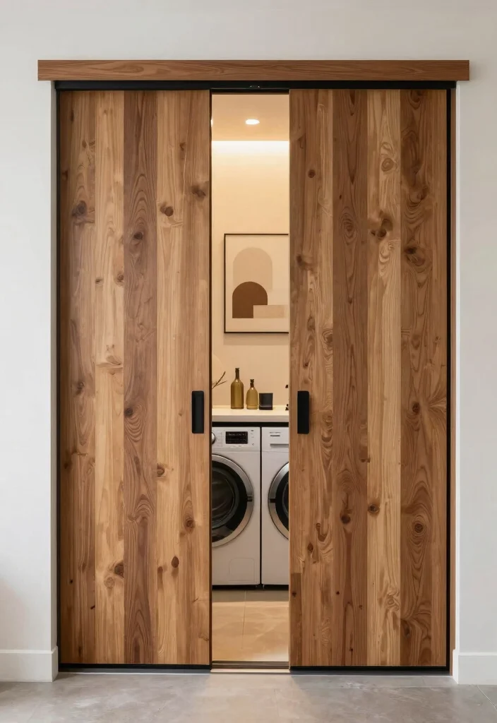 10 Stacked Laundry Room Ideas Small Spaces Friendly 8. Sliding or Pocket Doors 0