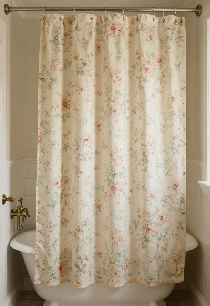 10 Tall Shower Curtain Ideas to Make Bathrooms Feel Larger 8. Vintage Charm 0