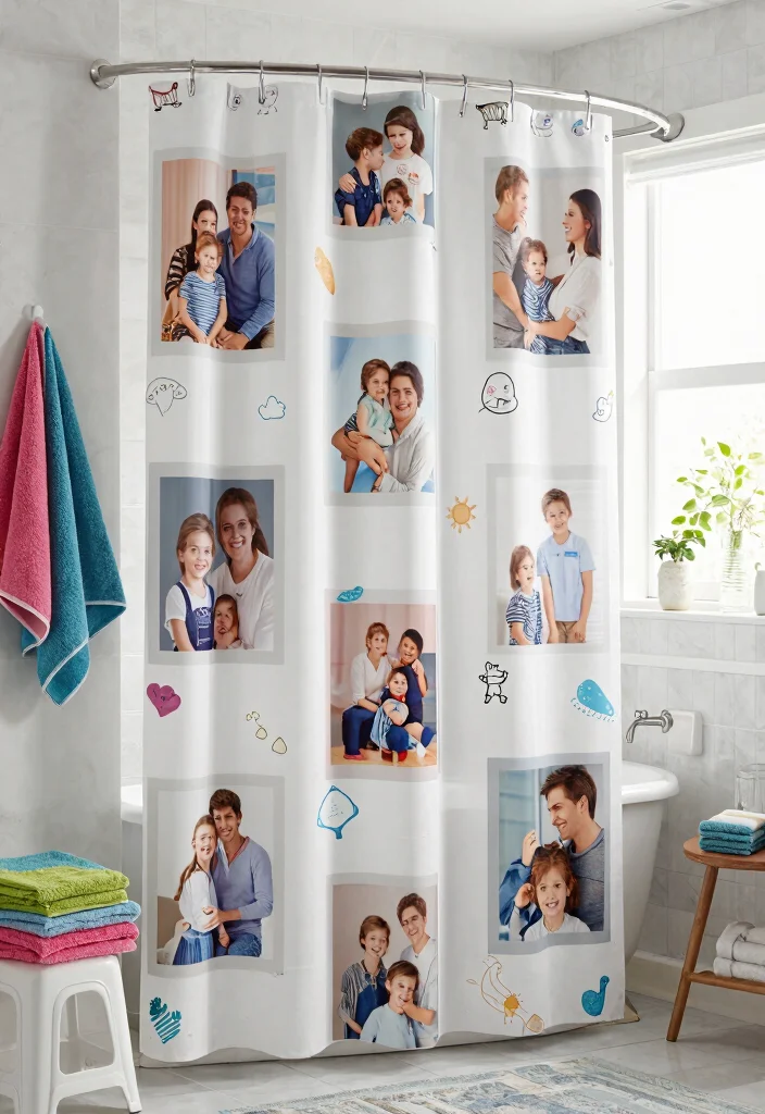 10 Tall Shower Curtain Ideas to Make Bathrooms Feel Larger 9. Custom Prints for Personalization 0