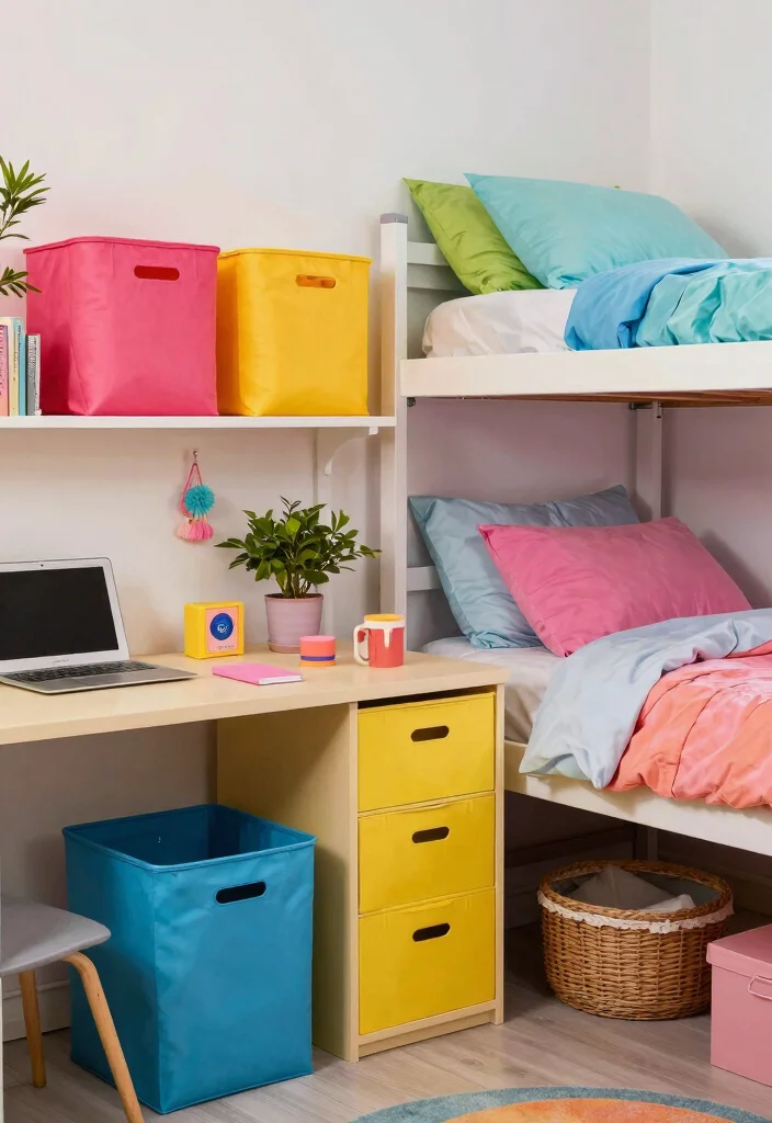 10 Triple Dorm Room Ideas That Stay Organized 4. Color Coded Organization 0