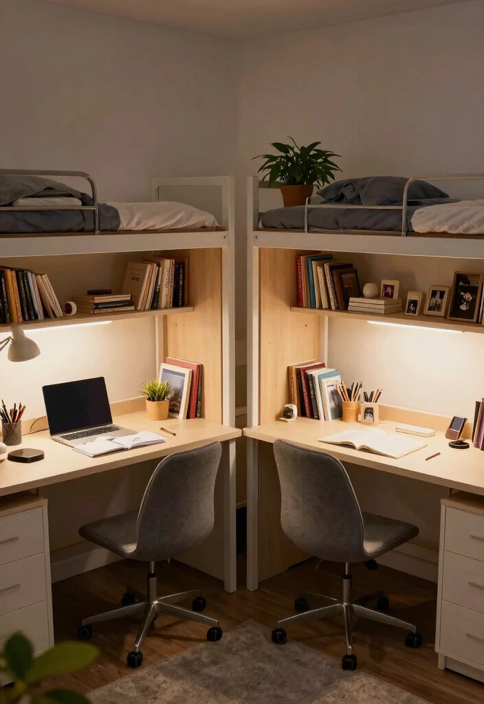 10 Triple Dorm Room Ideas That Stay Organized 5. Desk and Study Zone 0