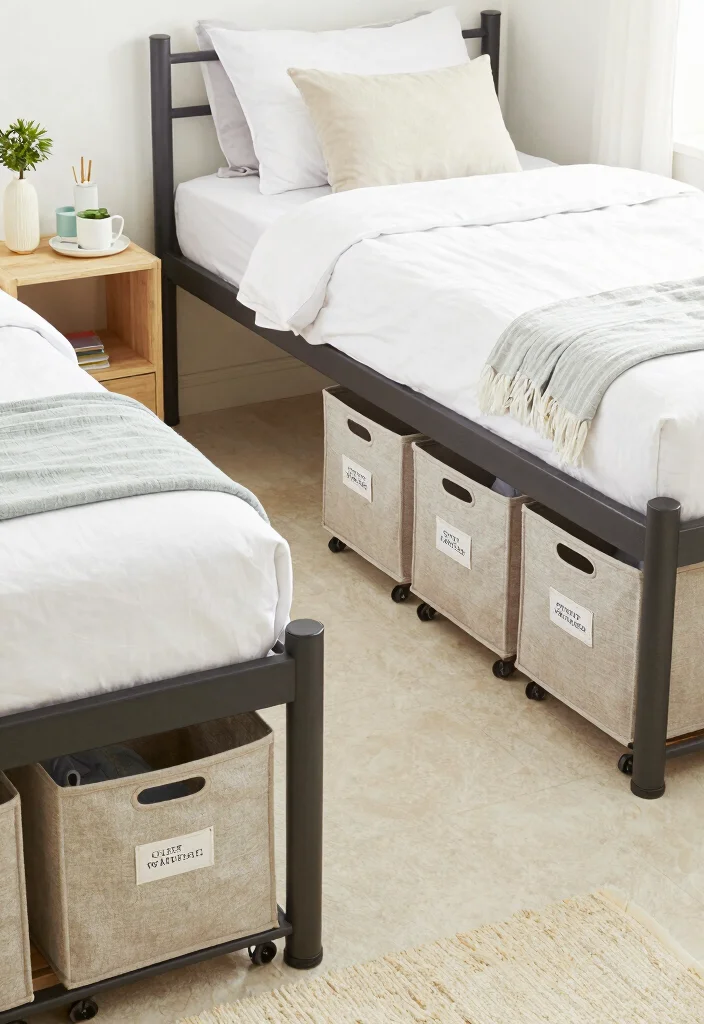 10 Triple Dorm Room Ideas That Stay Organized 6. Creative Storage Under Beds 0
